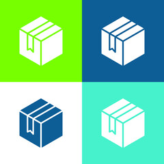 Box Flat four color minimal icon set