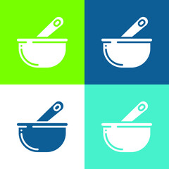 Bowl Flat four color minimal icon set