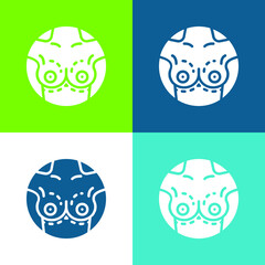 Breast Implant Flat four color minimal icon set