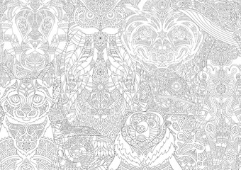 Illustration of animal adult coloring page
