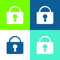 Blocked Padlock Flat four color minimal icon set