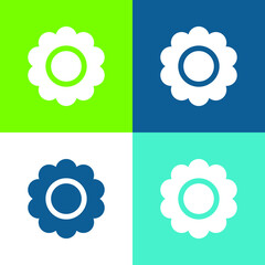 Bloom Flower Flat four color minimal icon set