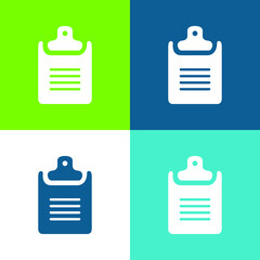 Black Clipboard Flat four color minimal icon set