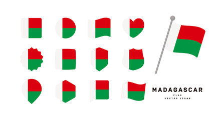 Madagascar flag icon set vector illustration