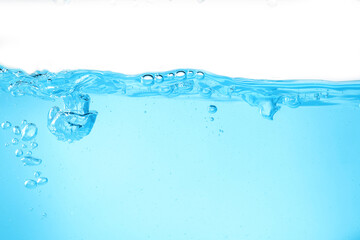 Blue surface water and air bubble isolated on white background