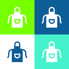 Apron Flat four color minimal icon set