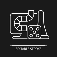 Online board games white linear icon for dark theme. Interesting time spending activities. Thin line customizable illustration. Isolated vector contour symbol for night mode. Editable stroke