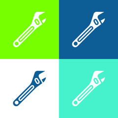 Adjustable Spanner Flat four color minimal icon set