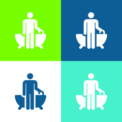 Bathtub Flat four color minimal icon set