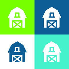 Barn Flat four color minimal icon set
