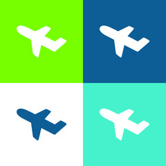 Aeroplane Taking Off Flat four color minimal icon set