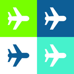 Aeroplane Flat four color minimal icon set