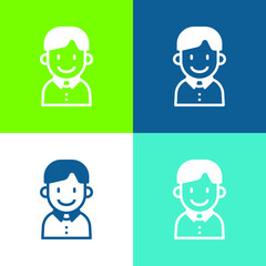 Boy Flat four color minimal icon set