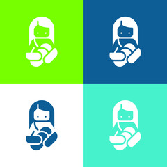 Breastfeeding Flat four color minimal icon set