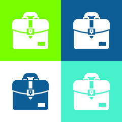 Briefcase Flat four color minimal icon set