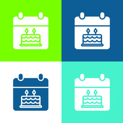 Birthday Flat four color minimal icon set