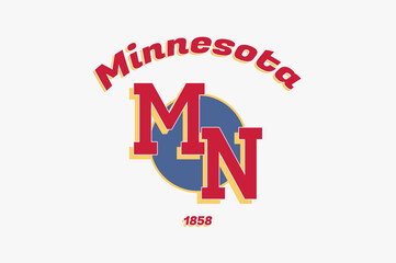 Minnesota Inscription and Founded 1858. Illustration.