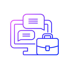 Obraz premium Workplace chat gradient linear vector icon. Business chat for remote employee. Work monitoring tools. Thin line color symbols. Modern style pictogram. Vector isolated outline drawing