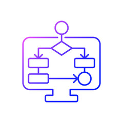 Task schemes gradient linear vector icon. Presentation for business project. Research report remotely. Work monitoring. Thin line color symbols. Modern style pictogram. Vector isolated outline drawing