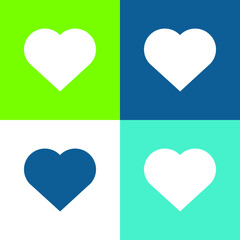 Big Heart Flat four color minimal icon set