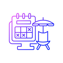 Tracking vacation time gradient linear vector icon. Schedule for leave dates for employee from work. Work monitoring. Thin line color symbols. Modern style pictogram. Vector isolated outline drawing