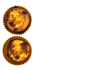 cupcakes in a baking dish top view closeup copy space