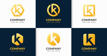 Set of creative letter K logo design template collection