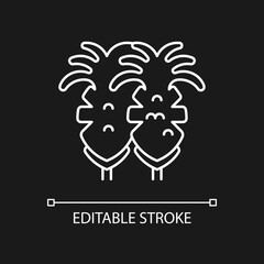 Fried squid white linear icon for dark theme. Asian street food. Seafood market. Taipei fish market. Thin line customizable illustration. Isolated vector contour symbol for night mode. Editable stroke