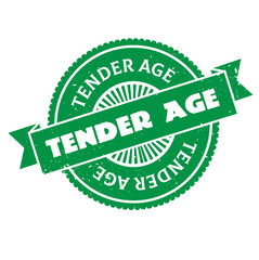 Tender Age isolated on white sign, badge, stamp