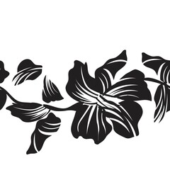 Black and White Floral Seamless Pattern Background