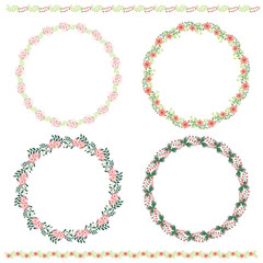 植物柄の罫線とフレームセット