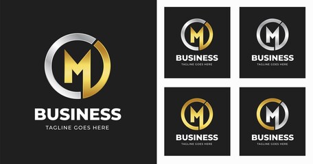 Letter M logo design template with circle shape style