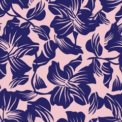 Pink Navy Floral Seamless Pattern Background