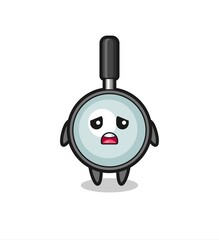 disappointed expression of the magnifying glass cartoon