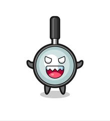 illustration of evil magnifying glass mascot character
