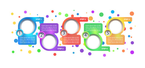 Naklejka premium Multicolor corporate vector infographic template. Business presentation design elements with text space. Data visualization with 5 steps. Process timeline chart. Workflow layout with copyspace