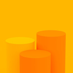 Abstract 3d yellow orange colors cylinder podium minimal studio background.