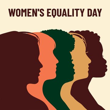 Women's Equality Day. Poster with different women. Female holiday