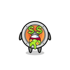 loudspeaker character with an expression of crazy about money