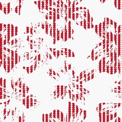 Red Floral Seamless Pattern with striped Background