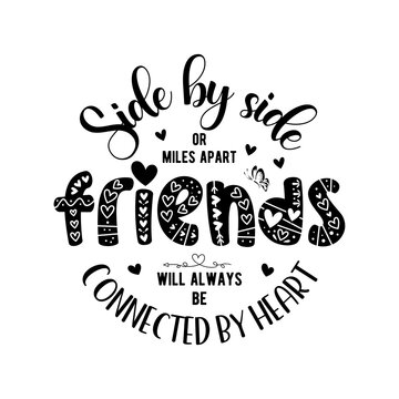 Happy Friendship day vector typographic colorful design. Inspirational quotes. Usable as greeting cards, posters. Best friends forever