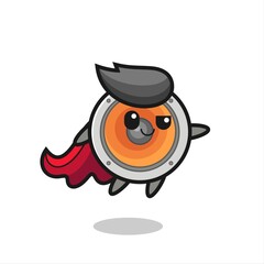 cute loudspeaker superhero character is flying