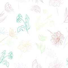 Seamless vector pattern. Flowers watercolor. Hand-drawn flowers.Botanical drawing. Design for textiles, wallpaper.Floral pattern.