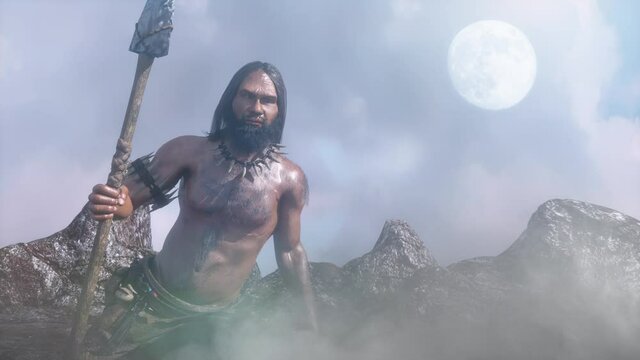 ancient primitive caveman render 3d