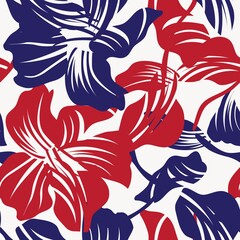 Red Floral Seamless Pattern Background