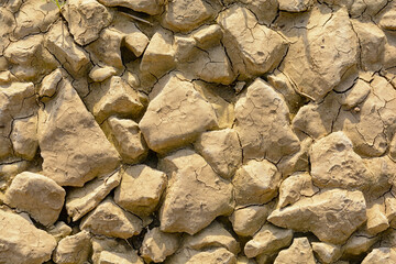 Stone texture of dry crack on the ground in drought season