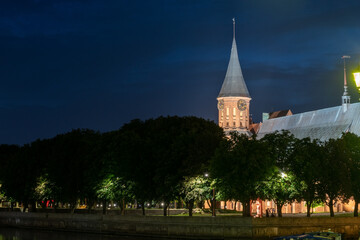 Kaliningrad, Russia On June 5, 2021, the historic Lutheran Cathedral in Kaliningrad at night.