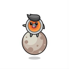 illustration of loudspeaker cartoon sitting on the moon