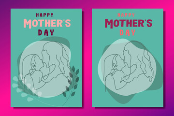 Happy Mothers Day elegant lettering banner pink. Calligraphy vector text and heart in frame background for Mother's Day. Best mom ever greeting card