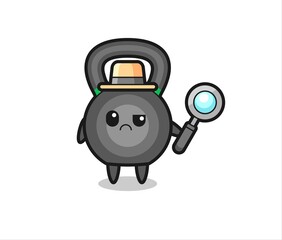 the mascot of cute kettleball as a detective